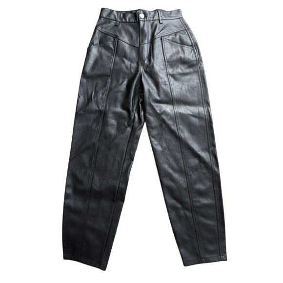 NWOT Zara High Rise Black Faux Leather Pants Size 4 - Picture 1 of 5